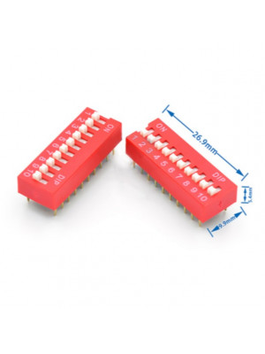 DIP Switch 2.54mm 10P - Red