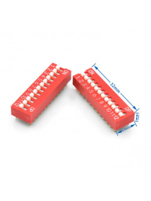DIP Switch 2.54mm 12P - Red