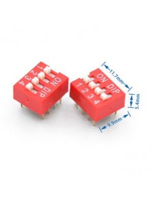 DIP Switch 2.54mm 4P - Red