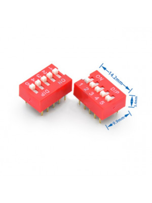 DIP Switch 2.54mm 5P - Red