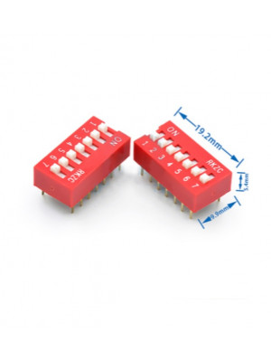 DIP Switch 2.54mm 7P - Red