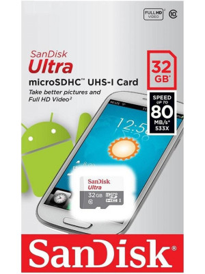 Memory Card microSDHC 32GB Class 10 - SanDisk Ultra SDSQUNS-032G-GN3MN