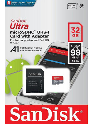 Memory Card microSDHC 32GB Class 10 - SanDisk Ultra SDSQUAR-032G-GN6MA